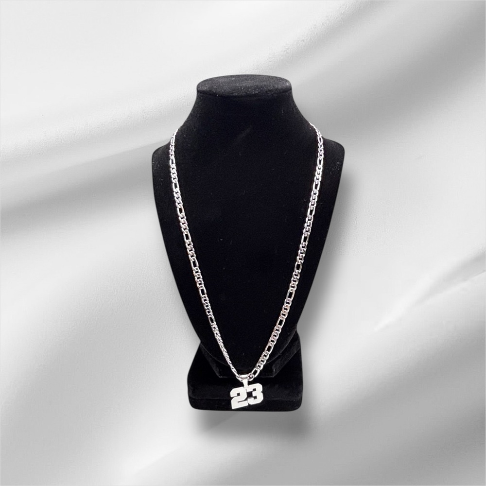 Men’s Silver Chain Necklace with #23 Pendant